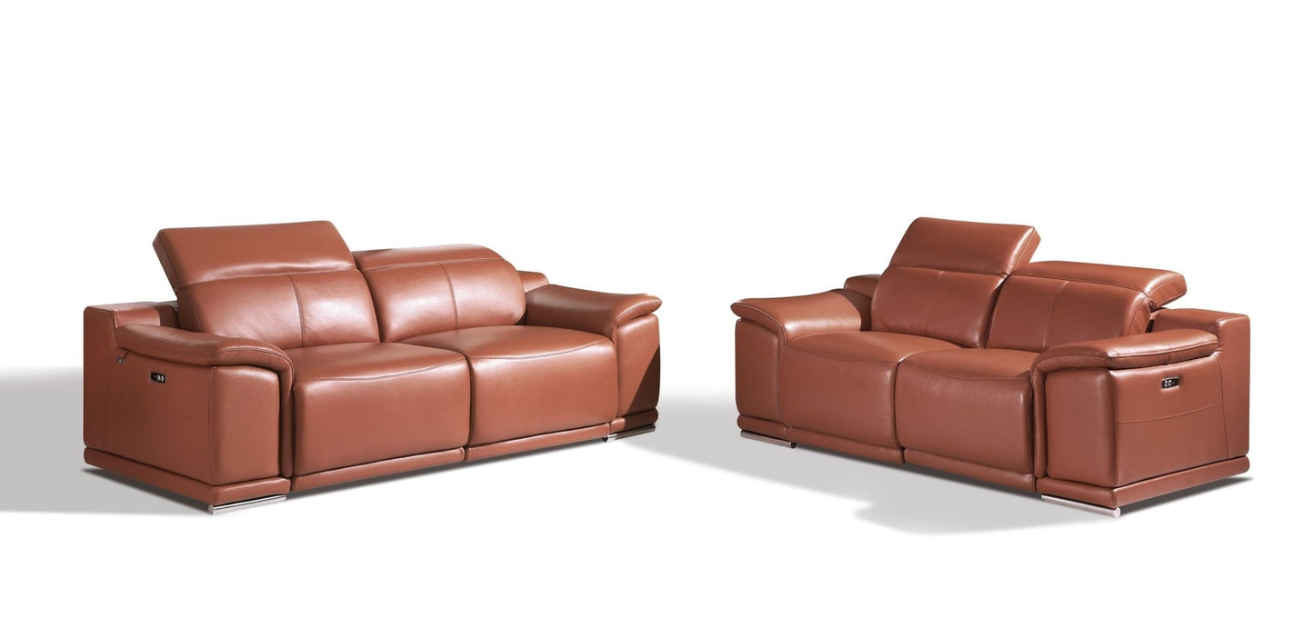by Global United Sofa 2PC Reclining Set - Sofa | Loveseat / Camel Global United 9762 - Divanitalia Power Reclining 2PC Sofa Set