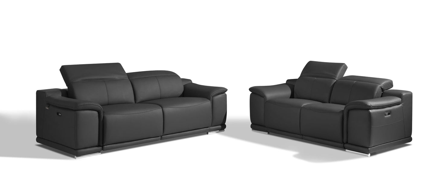 by Global United Sofa 2PC Reclining Set - Sofa | Loveseat / Dark Grey Global United 9762 - Divanitalia Power Reclining 2PC Sofa Set