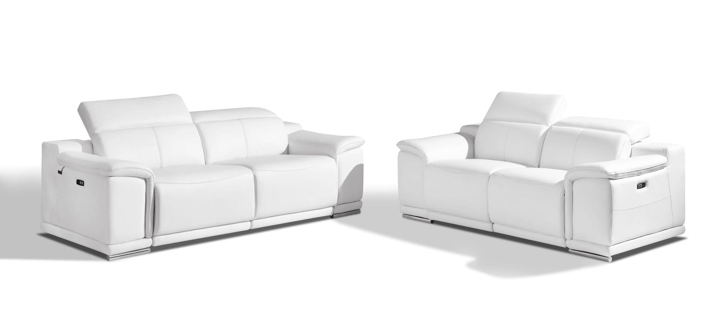 by Global United Sofa 2PC Reclining Set - Sofa | Loveseat / White Global United 9762 - Divanitalia Power Reclining 2PC Sofa Set