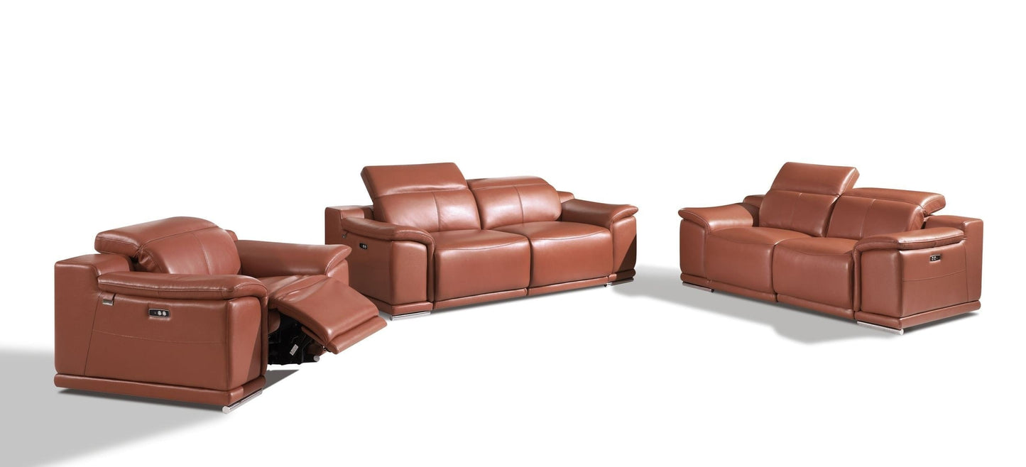 by Global United Sofa 3PC Set - Sofa | Loveseat | Armchair / Camel Global United 9762 - Divanitalia Power Reclining 3PC Sofa Set