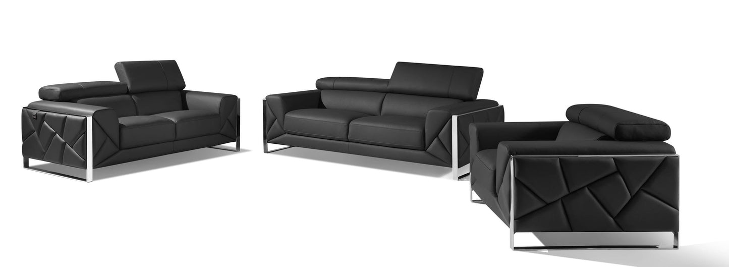 by Global United Sofa 3PC Set - Sofa | Loveseat | Armchair / Dark Grey Global United 903 - Divanitalia 3PC Sofa Set