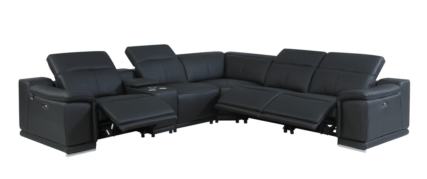 by Global United Sofa Global United 9762 - Divanitalia 3-Power Reclining 6PC Sectional w/ 1-Console
