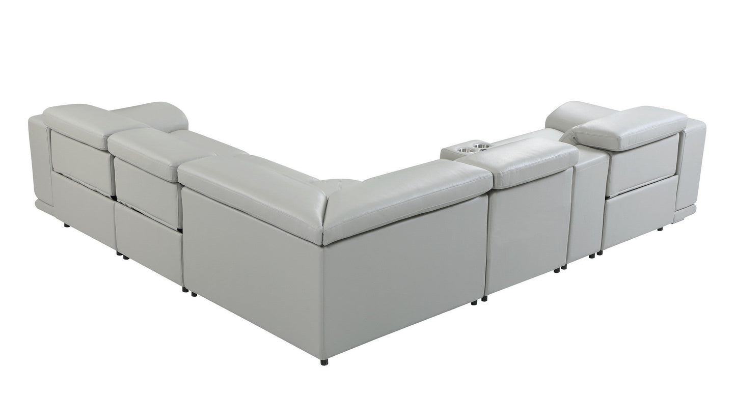 by Global United Sofa Global United 9762 - Divanitalia 3-Power Reclining 6PC Sectional w/ 1-Console