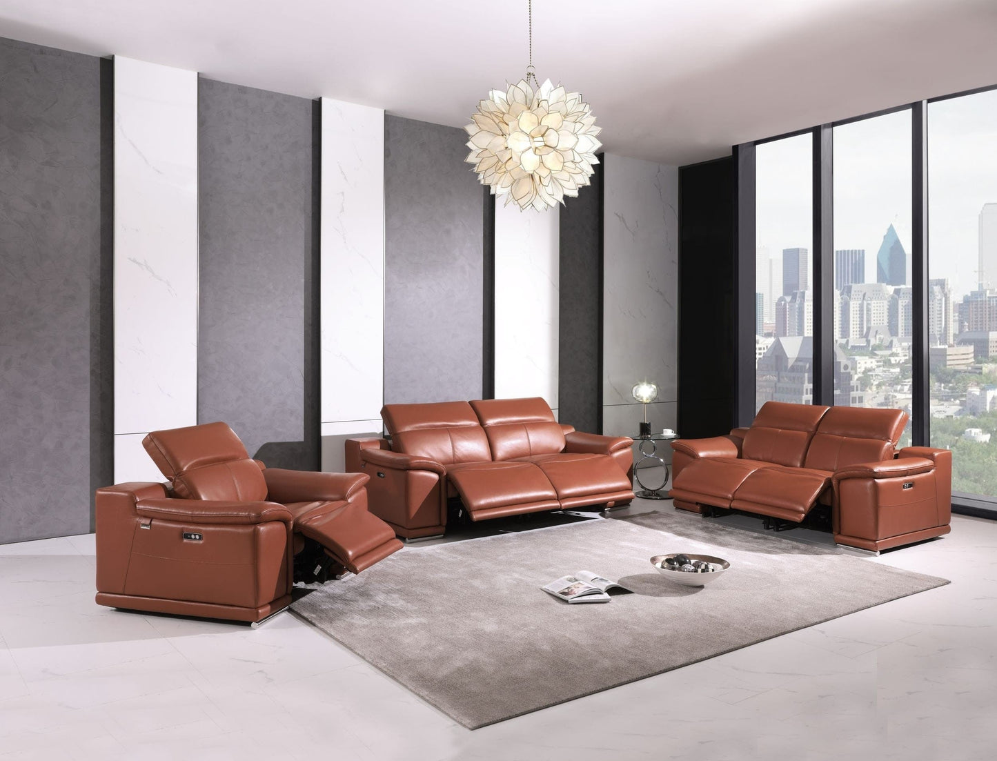 by Global United Sofa Global United 9762 - Divanitalia Power Reclining 3PC Sofa Set