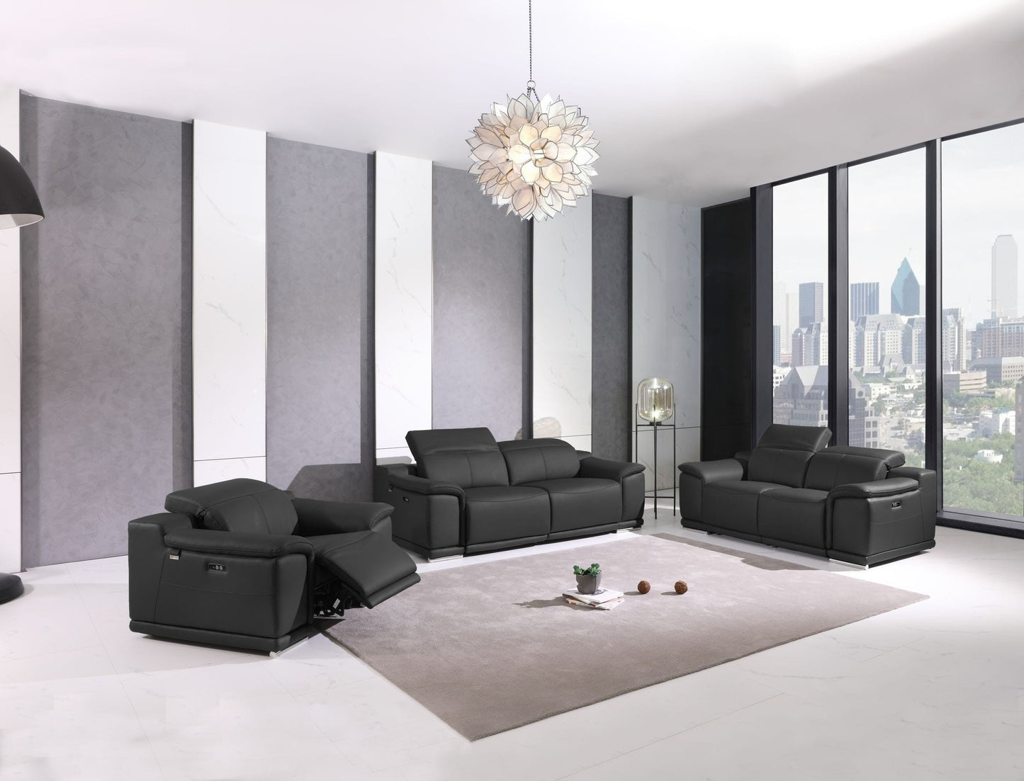 by Global United Sofa Global United 9762 - Divanitalia Power Reclining 3PC Sofa Set