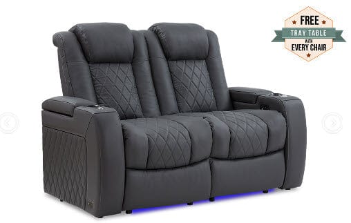 by Valencia Seating Sofa Row of 2 Loveseat | Width: 61.5" Height: 43.5" Depth: 39.25" / Charcoal Grey Valencia Tuscany Home Theater Seating