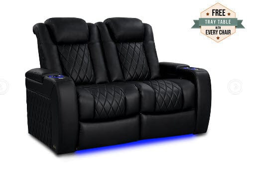 by Valencia Seating Sofa Row of 2 - Loveseat | Width: 61.5" Height: 43.5" Depth: 39.75" / Midnight Black Valencia Tuscany Heat & Massage Home Edition