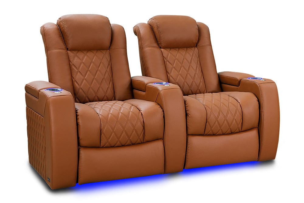 by Valencia Seating Sofa Row of 2 | Width: 68.25" Height: 43.5" Depth: 39.75" / Royal Cognac Valencia Tuscany Ultimate Edition