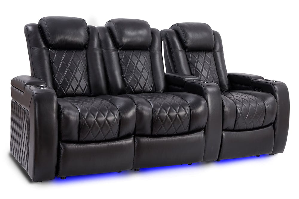 by Valencia Seating Sofa Row of 3 - Loveseat Left | Width: 84" Height: 43.5" Depth: 39.25" / Midnight Black Valencia Tuscany Slim Home Theater Seating