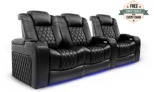 by Valencia Seating Sofa Row of 3 - Loveseat Left | Width: 92.25" Height: 43.5" Depth: 39.25" / Midnight Black Valencia Tuscany Home Theater Seating