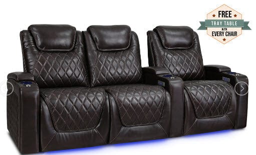 by Valencia Seating Sofa Row of 3 - Loveseat Left | Width: 93" Height: 42.75" Depth: 38" / Dark Chocolate Valencia Oslo Home Theater Seating