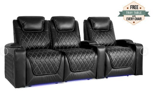 by Valencia Seating Sofa Row of 3 - Loveseat Left | Width: 93" Height: 42.75" Depth: 38" / Midnight Black Valencia Oslo Home Theater Seating