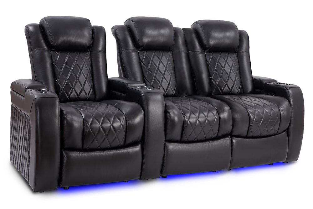 by Valencia Seating Sofa Row of 3 - Loveseat Right | Width: 84" Height: 43.5" Depth: 39.25" / Midnight Black Valencia Tuscany Slim Home Theater Seating