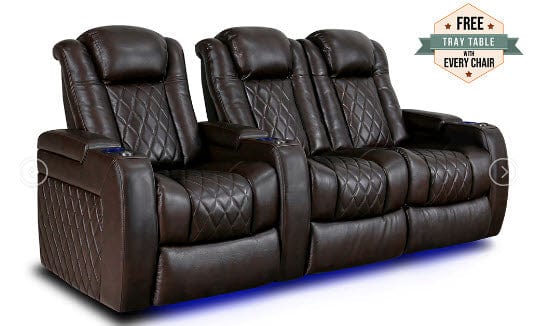 by Valencia Seating Sofa Row of 3 - Loveseat Right | Width: 92.25" Height: 43.5" Depth: 39.25" / Dark Chocolate Valencia Tuscany Home Theater Seating
