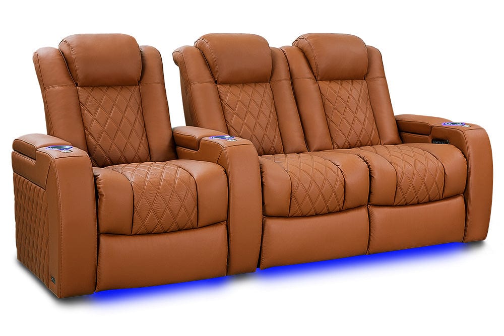 by Valencia Seating Sofa Row of 3 - Loveseat Right | Width: 92.25" Height: 43.5" Depth: 39.75" / Royal Cognac Valencia Tuscany Ultimate Edition