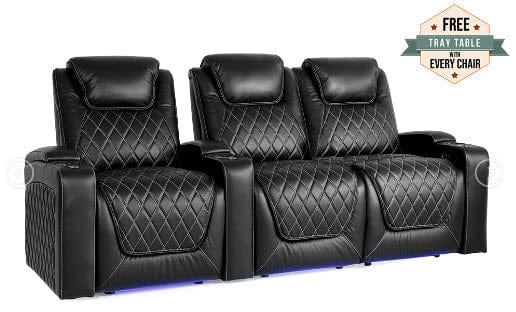 by Valencia Seating Sofa Row of 3 - Loveseat Right | Width: 93" Height: 42.75" Depth: 38" / Midnight Black Valencia Oslo Home Theater Seating