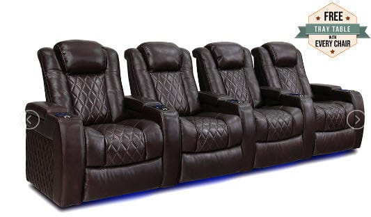 by Valencia Seating Sofa Row of 4 | 129.75" Height: 43.5" Depth: 39.25" / Dark Chocolate Valencia Tuscany Home Theater Seating