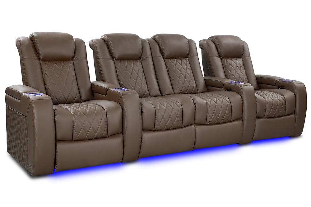 by Valencia Seating Sofa Row of 4 - Loveseat Center | Width: 123" Height: 43.5" Depth: 40" / Dark Truffle Valencia Tuscany Vegan Edition