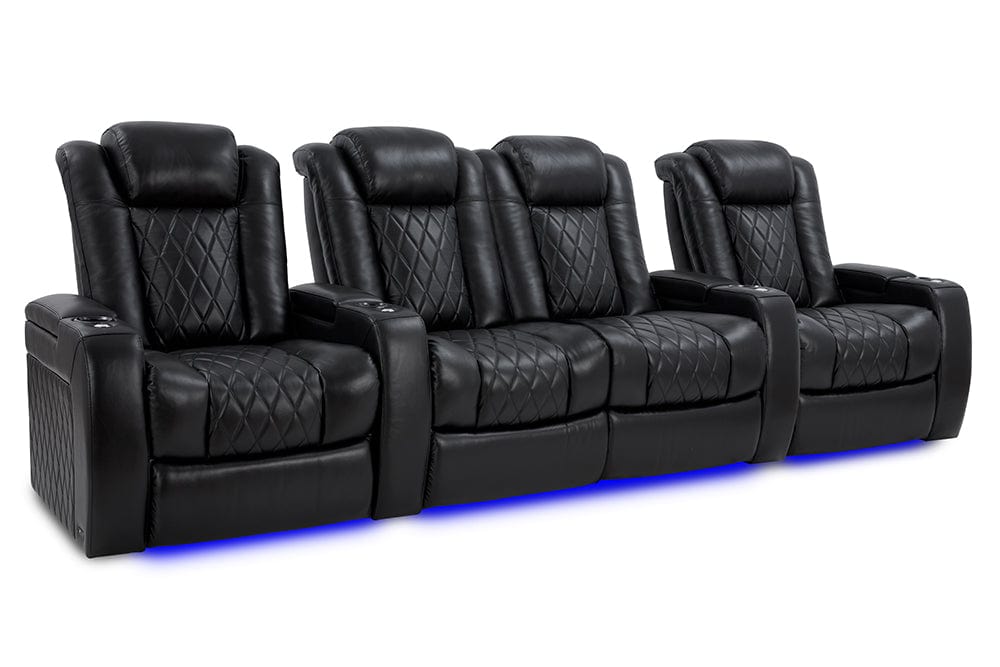 by Valencia Seating Sofa Row of 4 | Loveseat Center | Width: 129" Height: 46" Depth: 39.5" / Midnight Black / Regular Spec (300LB Sitting Weight Limit) Valencia Tuscany XL