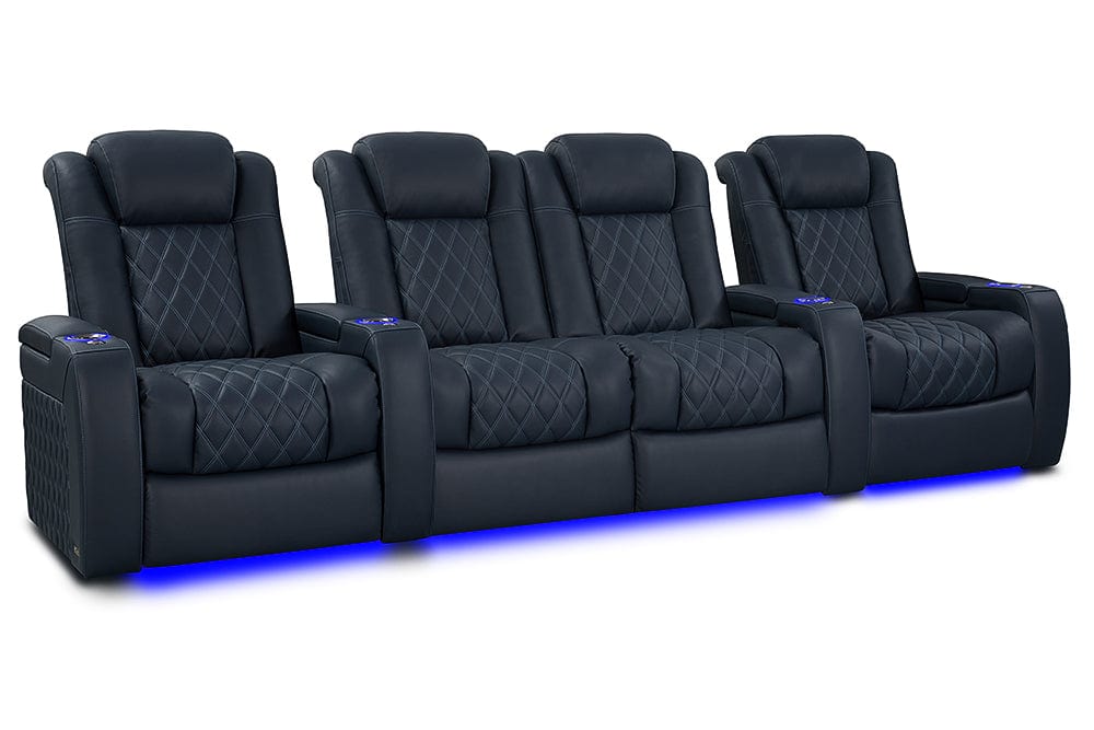 by Valencia Seating Sofa Row of 4 – Loveseat Center | Width: 129" Height: 46" Depth: 39.5" / Moonlight Blue Valencia Tuscany XL Luxury Edition