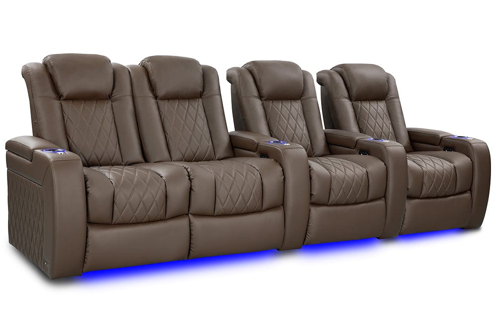 by Valencia Seating Sofa Row of 4 - Loveseat Left | Width: 123" Height: 43.5" Depth: 40" / Dark Truffle Valencia Tuscany Vegan Edition