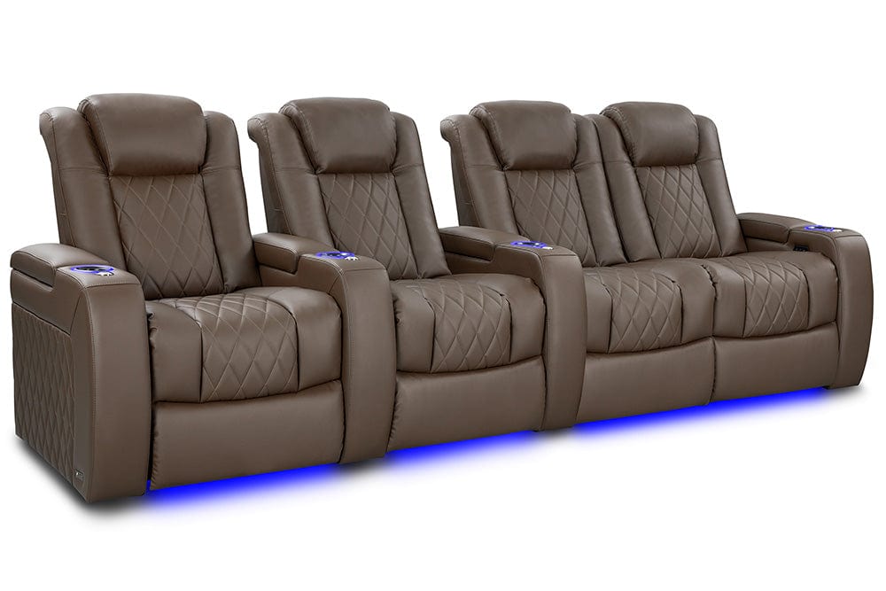 by Valencia Seating Sofa Row of 4 - Loveseat Right | Width: 123" Height: 43.5" Depth: 40" / Dark Truffle Valencia Tuscany Vegan Edition