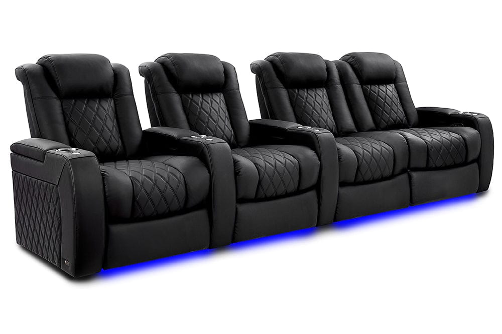 by Valencia Seating Sofa Row of 4 – Loveseat Right | Width: 129" Height: 46" Depth: 39.5" / Onyx Valencia Tuscany XL Luxury Edition