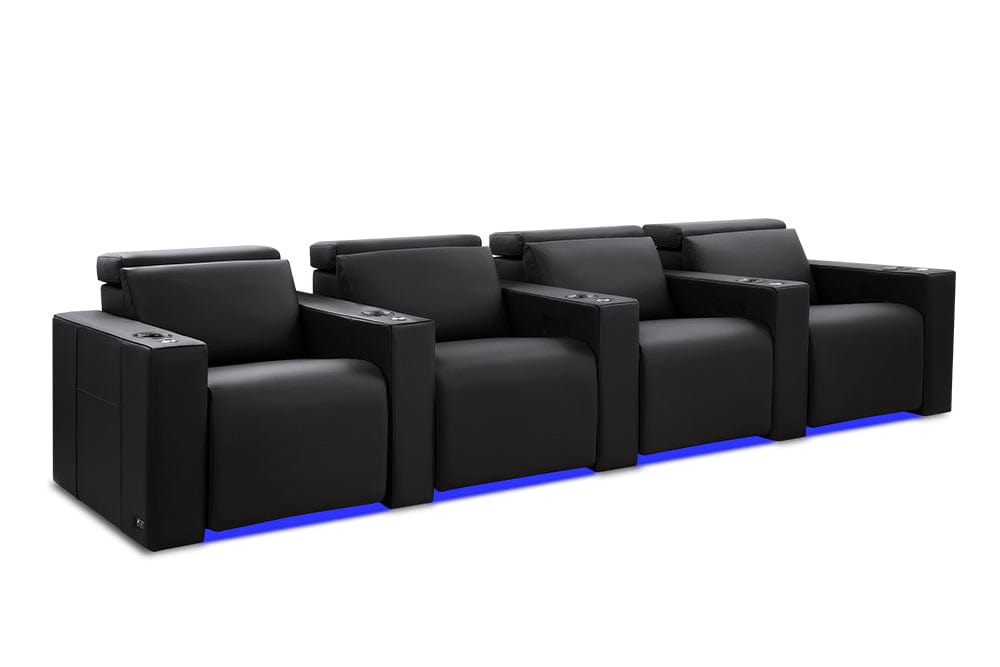 by Valencia Seating Sofa Row of 4 | Width: 122" Height: 35.5" Depth: 41.5" / Black Valencia Barcelona Home Theater Seating