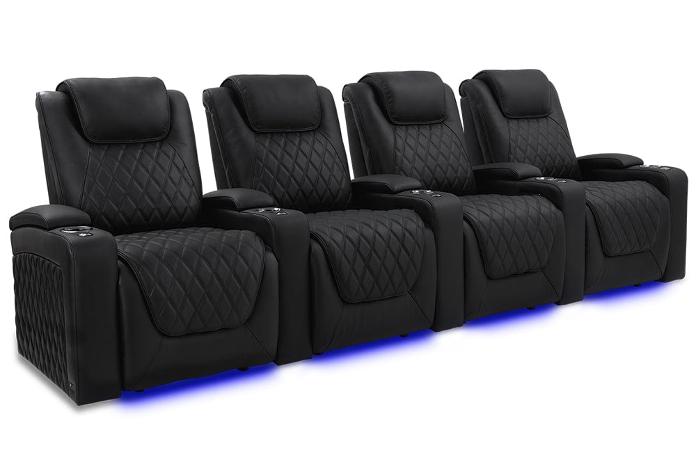 by Valencia Seating Sofa Row of 4 | Width: 130.75" Height: 44.5" Depth: 39" / Onyx Valencia Oslo Luxury Edition