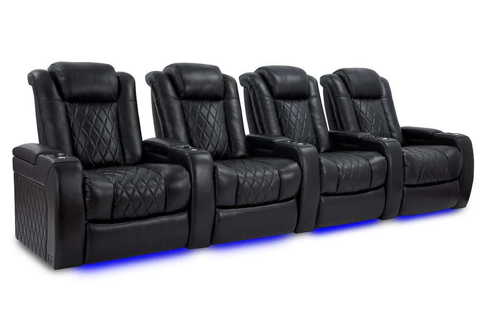 by Valencia Seating Sofa Row of 4 | Width: 136" Height: 46" Depth: 39.5" / Midnight Black / Regular Spec (300LB Sitting Weight Limit) Valencia Tuscany XL