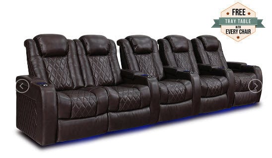 by Valencia Seating Sofa Row of 5 Loveseat Left - Width: 153.75" Height: 43.5" Depth: 39.25" / Dark Chocolate Valencia Tuscany Home Theater Seating