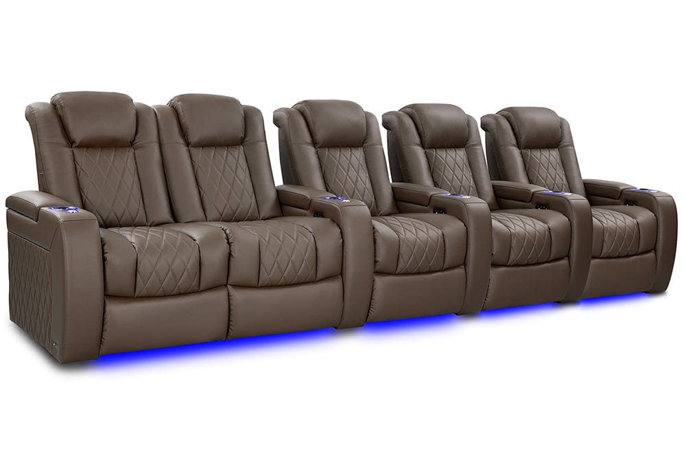 by Valencia Seating Sofa Row of 5 Loveseat Left | Width: 153.75" Height: 43.5" Depth: 40" / Dark Truffle Valencia Tuscany Vegan Edition
