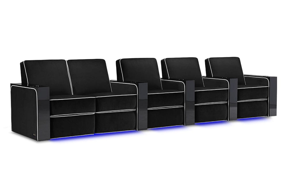 by Valencia Seating Sofa Row of 5 Loveseat Left | Width: 155" Height: 37" Depth: 35.5" / Raven Valencia Naples Elegance
