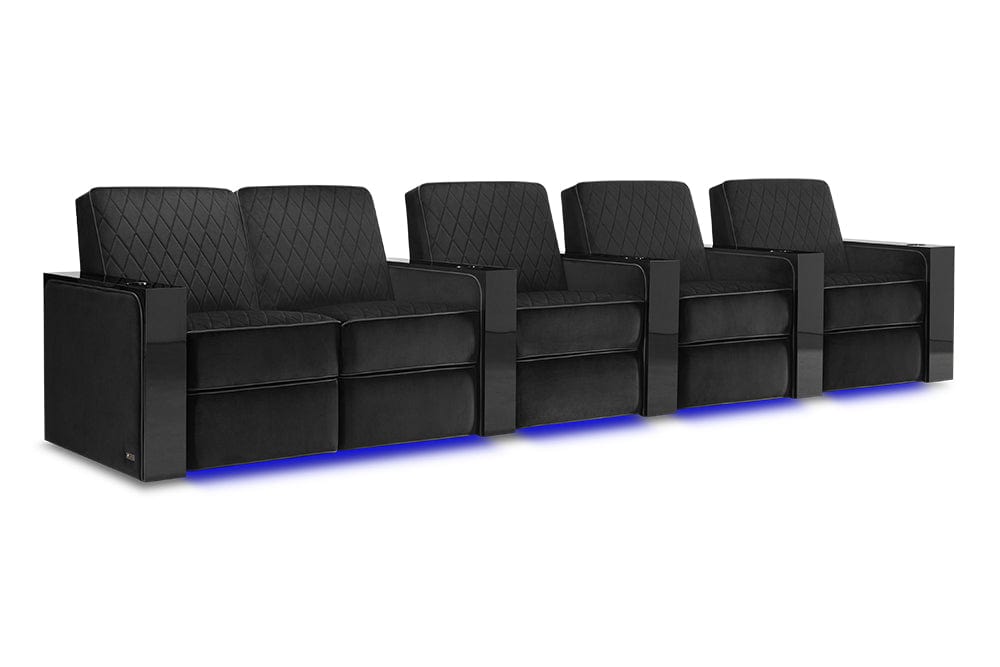 by Valencia Seating Sofa Row of 5 Loveseat Left | Width: 155" Height: 37" Depth: 35.5" / Raven Valencia Naples Prestige