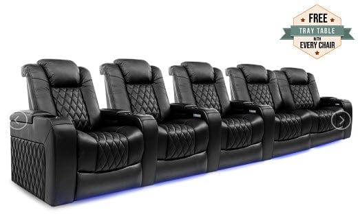 by Valencia Seating Sofa Row of 5 Loveseat Right - Width: 153.75" Height: 43.5" Depth: 39.25" / Midnight Black Valencia Tuscany Home Theater Seating