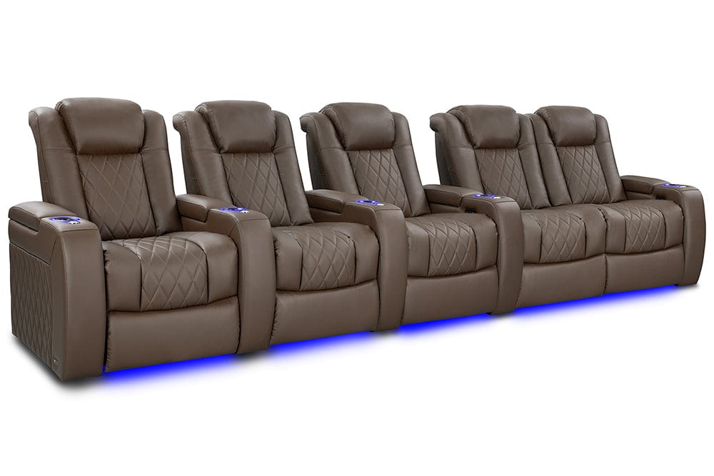 by Valencia Seating Sofa Row of 5 Loveseat Right | Width: 153.75" Height: 43.5" Depth: 40" / Dark Truffle Valencia Tuscany Vegan Edition