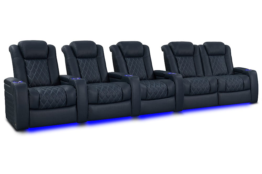 by Valencia Seating Sofa Row of 5 – Loveseat Right | Width: 161.25" Height: 46" Depth: 39.5" / Moonlight Blue Valencia Tuscany XL Luxury Edition