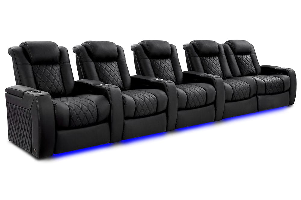 by Valencia Seating Sofa Row of 5 – Loveseat Right | Width: 161.25" Height: 46" Depth: 39.5" / Onyx Valencia Tuscany XL Luxury Edition