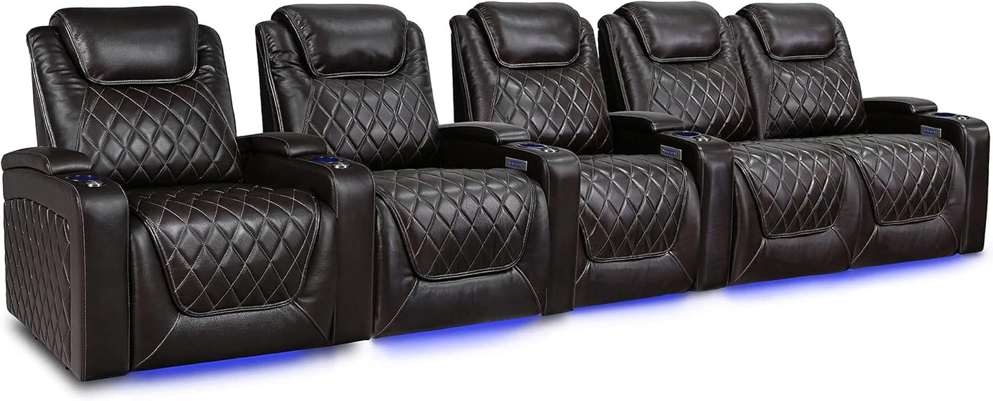 by Valencia Seating Sofa Row of 5 Loveseat Right - Width: 162.5" Height: 45" Depth: 38" / Dark Chocolate / Regular Spec (300 LBs Sitting Weight Limit) Valencia Oslo XL Home Theater Seating