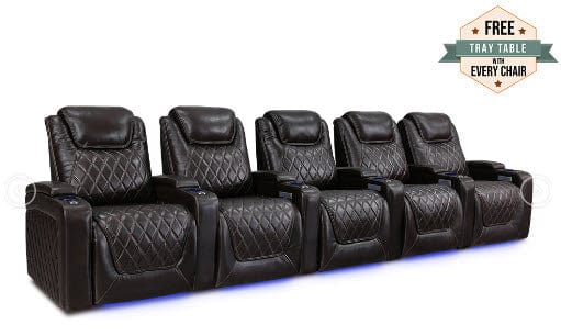 by Valencia Seating Sofa Row of 5 | Width: 161.75" Height: 42.75" Depth: 38" / Dark Chocolate Valencia Oslo Home Theater Seating