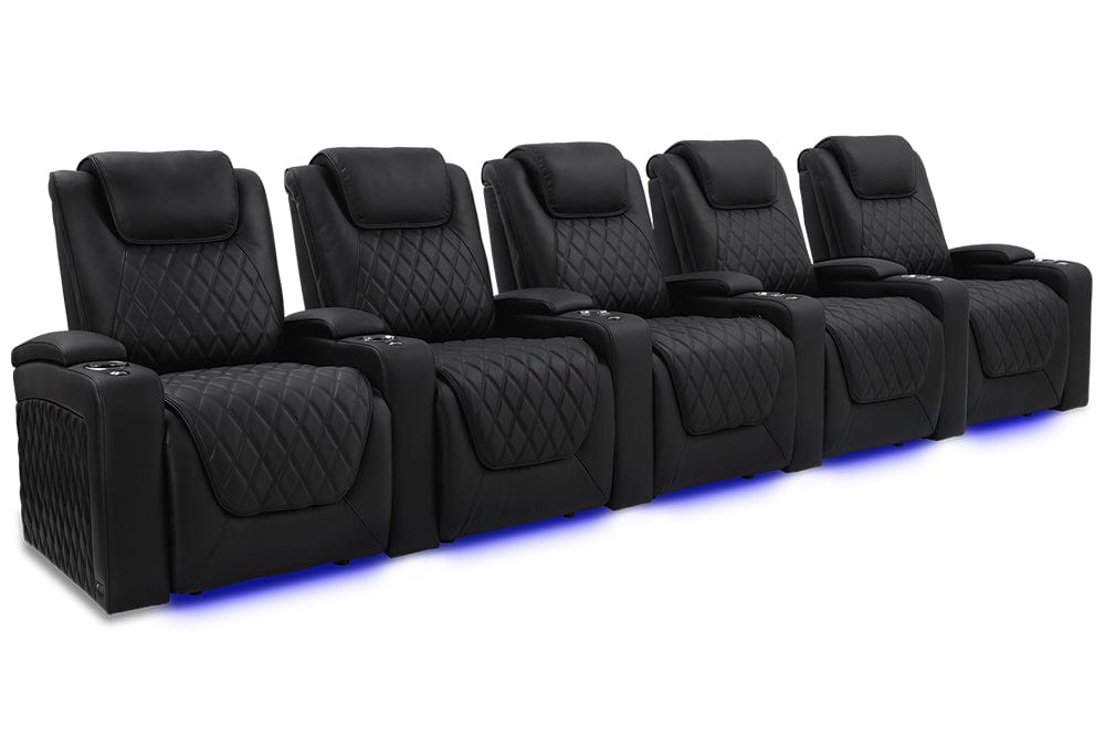 by Valencia Seating Sofa Row of 5 | Width: 161.75" Height: 44.5" Depth: 39" / Onyx Valencia Oslo Luxury Edition