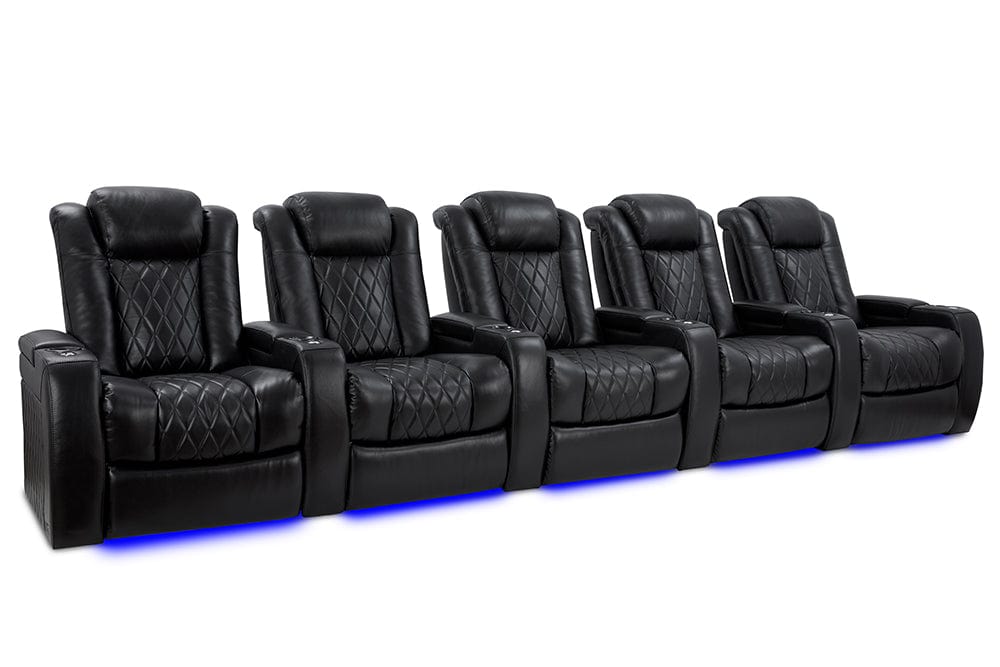 by Valencia Seating Sofa Row of 5 | Width: 168" Height: 46" Depth: 39.5" / Midnight Black / Regular Spec (300LB Sitting Weight Limit) Valencia Tuscany XL