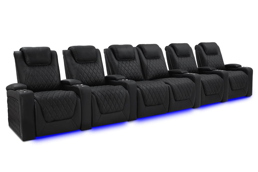 by Valencia Seating Sofa Row of 6 Loveseat Center | Width: 186" Height: 44.5" Depth: 39" / Onyx Valencia Oslo Luxury Edition