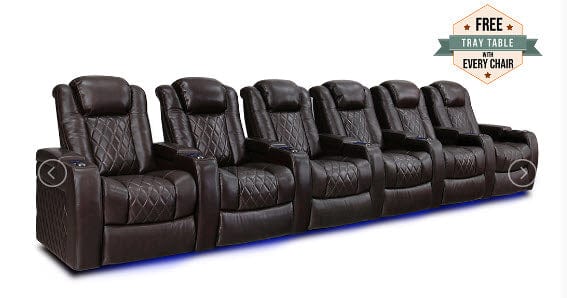 by Valencia Seating Sofa Row of 6 - Width: 191.25" Height: 43.5" Depth: 39.25" / Dark Chocolate Valencia Tuscany Home Theater Seating