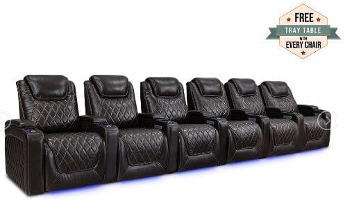 by Valencia Seating Sofa Row of 6 | Width: 192.75" Height: 42.75" Depth: 38" / Dark Chocolate Valencia Oslo Home Theater Seating