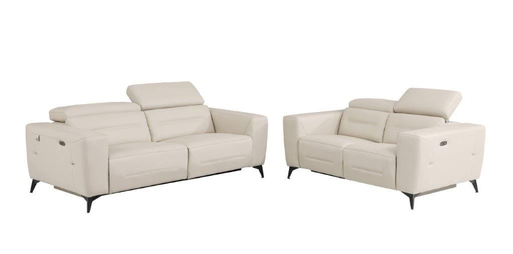 Global United Furniture 2PC Set - Sofa | Loveseat / Beige Global United 989 - Divanitalia Power Reclining 2PC Sofa Set