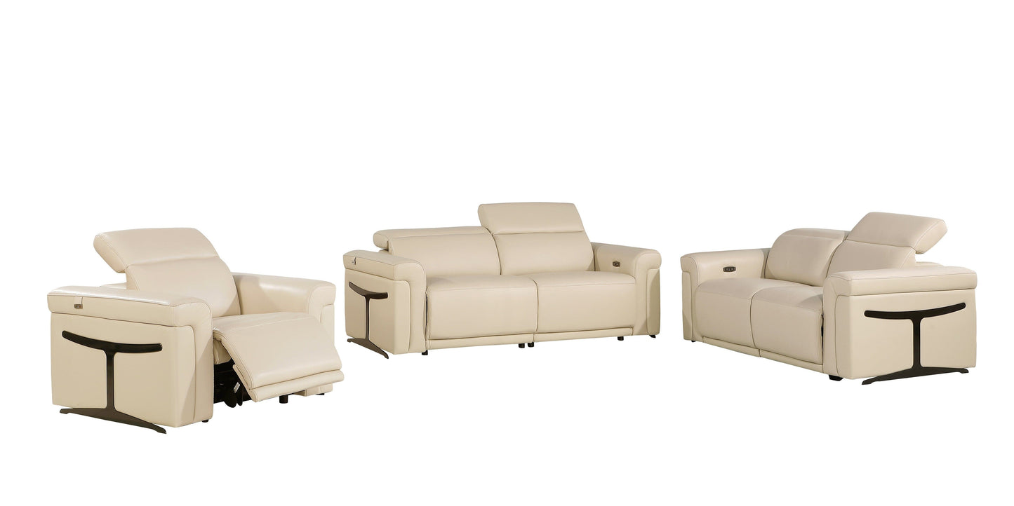 Global United Furniture Sofa 3PC Set - Sofa | Loveseat / Beige Global United 1126 - Divanitalia Power Reclining 3PC Sofa Set