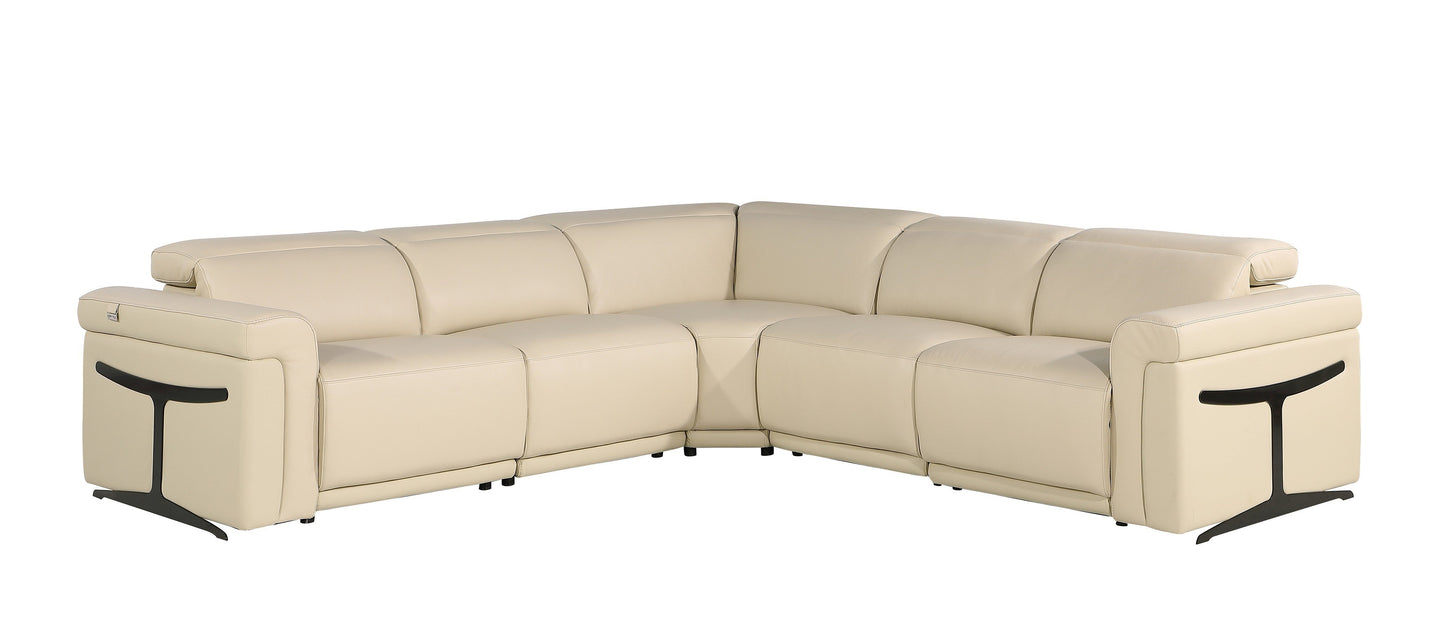 Global United Furniture Sofa 5PC Sectional | 3 Power Reclining / Beige Global United 1126 - Divanitalia 3-Power Reclining 5PC Sectional