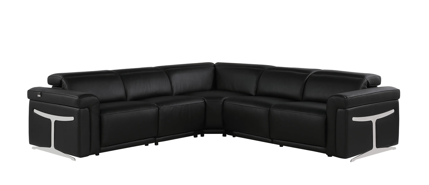 Global United Furniture Sofa 5PC Sectional | 3 Power Reclining / Black Global United 1126 - Divanitalia 3-Power Reclining 5PC Sectional