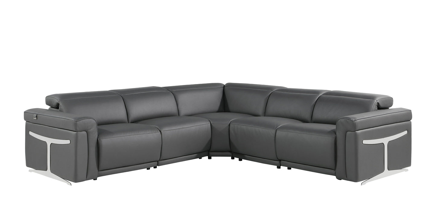 Global United Furniture Sofa 5PC Sectional | 3 Power Reclining / Dark Gray Global United 1126 - Divanitalia 3-Power Reclining 5PC Sectional